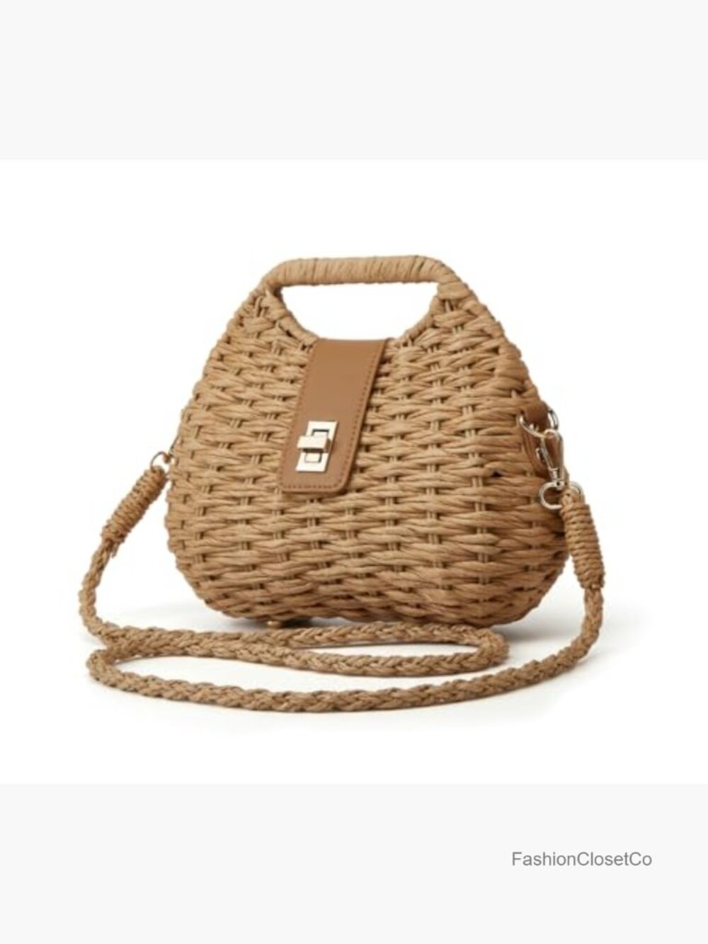 Straw Shoulder Handbag Beach Tote Crossbody Hobo Purse Summer - Picture 2 of 7